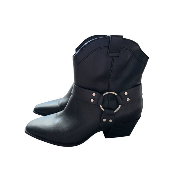 Open Edit Enzo Boots Western Style Black Size 9 Block Heel - Picture 4 of 8